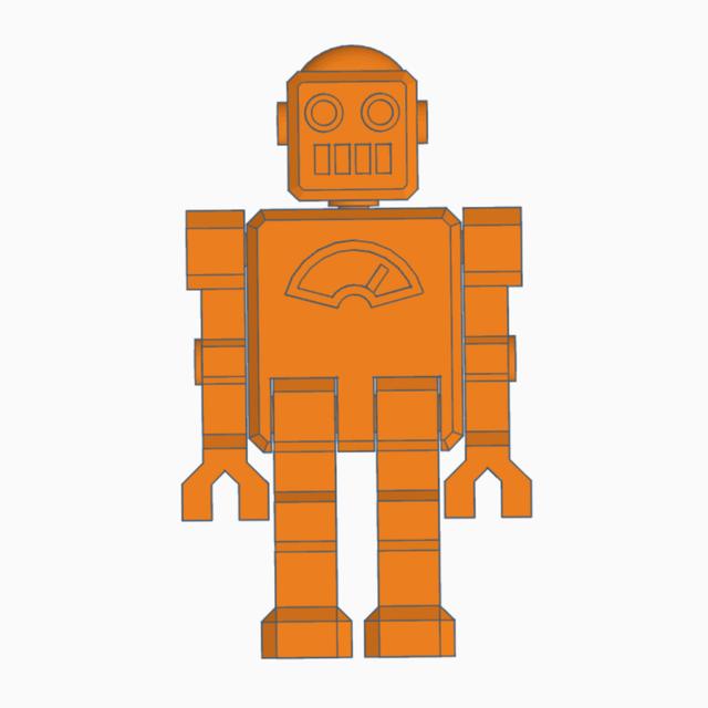 Print-in-Place Robot Action Figure, Five Points of Articulation 3D model thumbnail