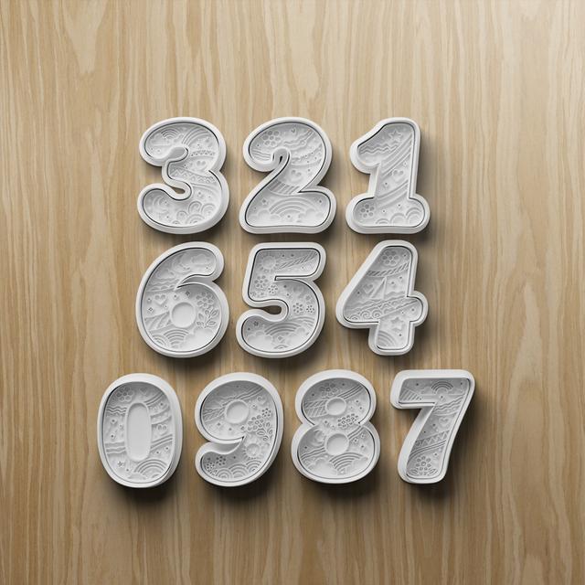 Number Cookie Cutter STL Bundle | 0-9 Fondant Cutter Set | 3D Printable Baking Files 3D model thumbnail