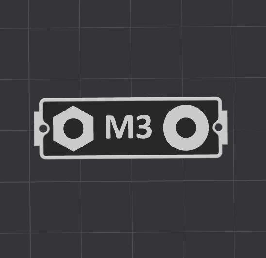 Gridfinity Bin Labels: Hex Nuts & Washers for 1x1x6_D2_L12_S10 3D model thumbnail
