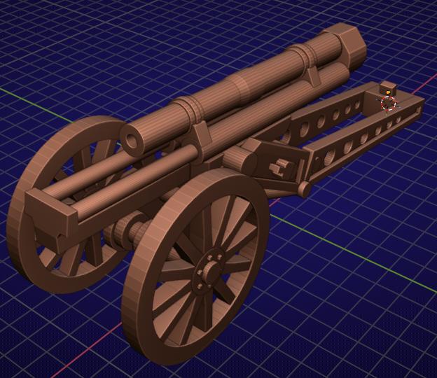 Canon de 65 M (montagne) modele 1906 (15mm scale 1/100) 3D model thumbnail
