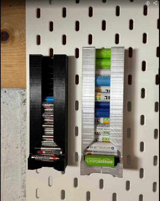 Ikea pegboard SKADIS - AA and AAA battery holders 3D model thumbnail