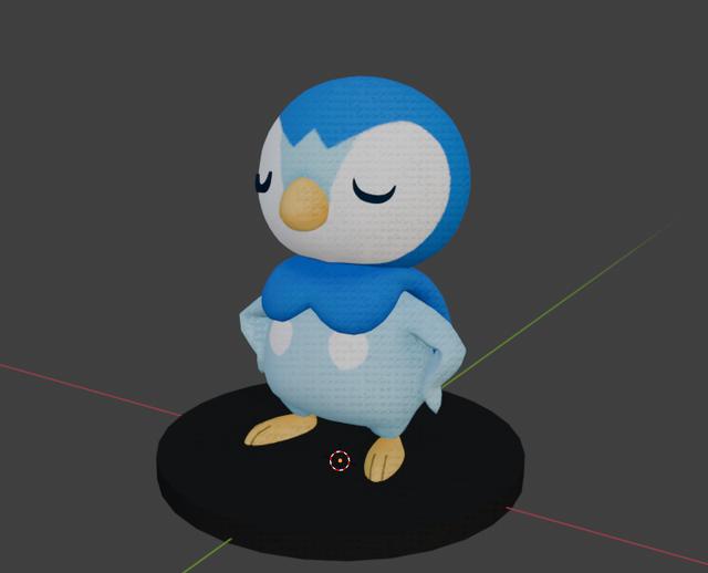 Proud Piplup Figure 3D model thumbnail