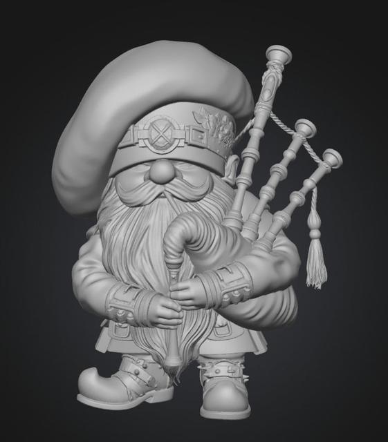 Highland Bagpiper Gnome 3D model thumbnail