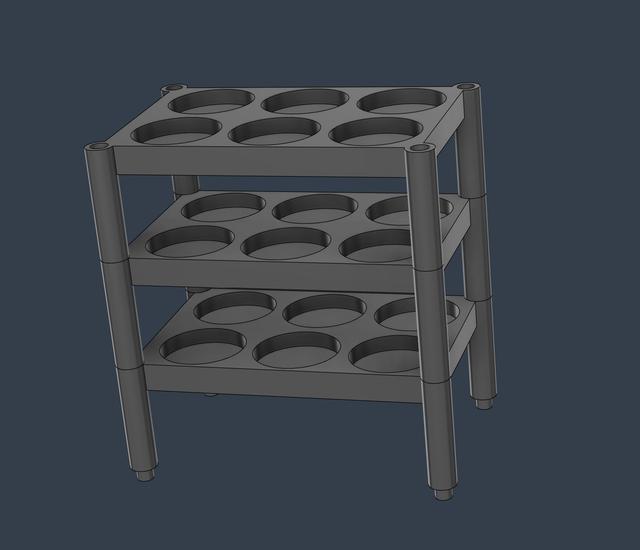Modular stacking rack for small pots 3D model thumbnail