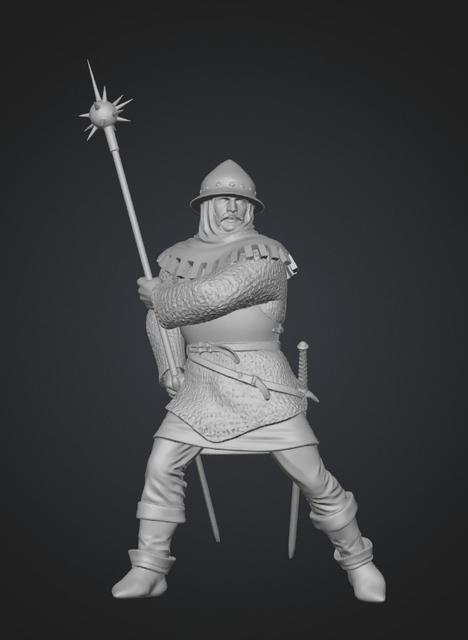 Hussite Warrior with Morgenstern 3D model thumbnail