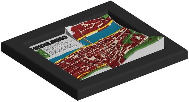 Heidelberg old town topographical map created with MapLab3D 3D model thumbnail