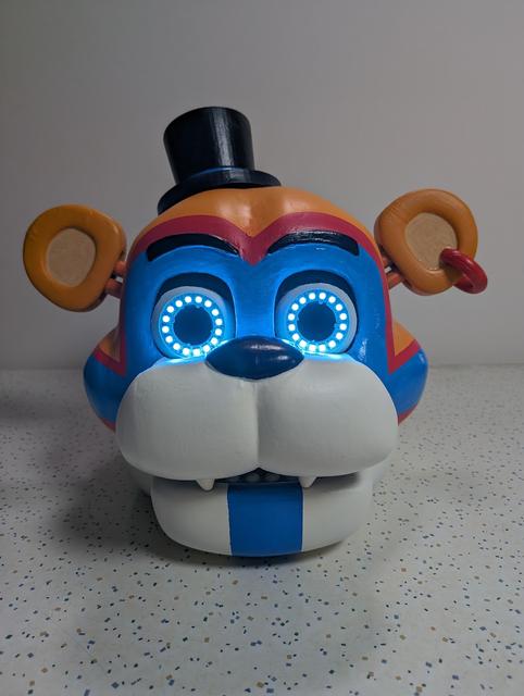 Glamrock Freddy Wearable Mask with Hinged Jaw - remixed for larger LED ring 3D model thumbnail