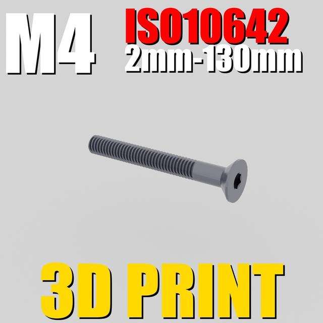 ISO10642 M4 | 2mm-130mm | Tuerca y Tornillos .STL | 3D-print optimized 3D model thumbnail