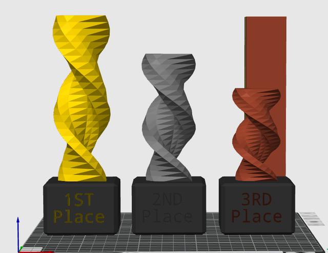 Trophy Set (1st 2nd 3rd) 3D model thumbnail