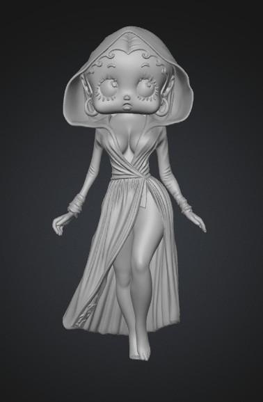 Betty Boop in White Robe 3D model thumbnail