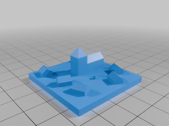Medieval Village 40mm x 40mm in 2mm Scale 3D model thumbnail
