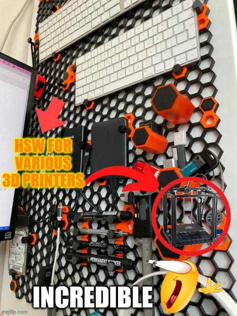 Honeycomb storage wall for various 3D printers 3D model thumbnail