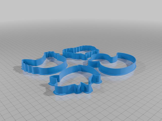 farm animal cookie cutter set of 4 3D model thumbnail