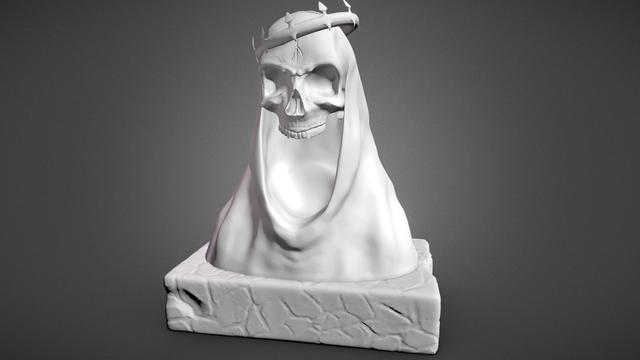 Skull King Statue 3D model thumbnail