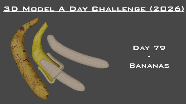 Model A Day Challenge - Day 79 - Bananas 3D model thumbnail