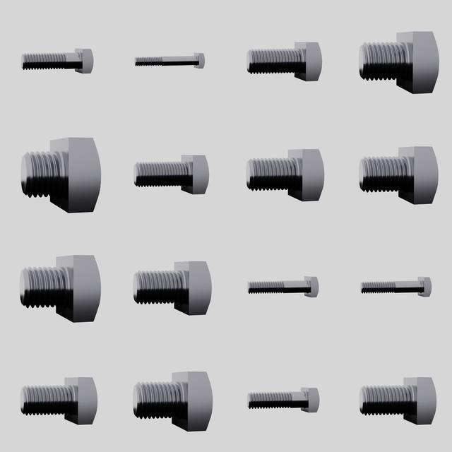 ASME B18.2.1.1 Complete Pack | All Inch Sizes | 60mm | Tuerca y Tornillos .STL | 3D-print optimized 3D model thumbnail