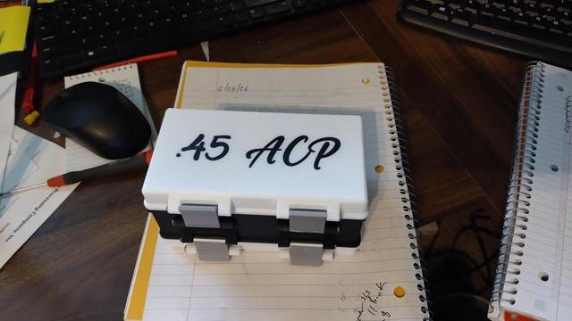 Tackle box type ammo box for 45 ACP, holds 100 cartridges 3D model thumbnail