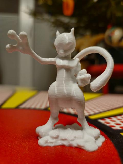 Mewtwo Pokemon simplified, flat base with magnet space 3D model thumbnail