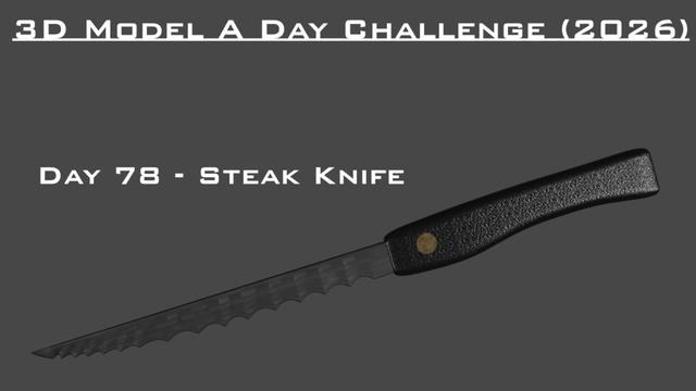 Model A Day Challenge - Day 78 - Steak Knife 3D model thumbnail