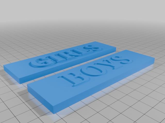 boys and girls sign with a place to put a magnet 3D model thumbnail