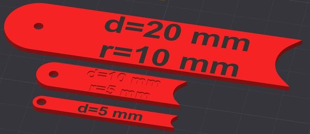 Radius gauge set (bend diamater ruler), metric 3D model thumbnail
