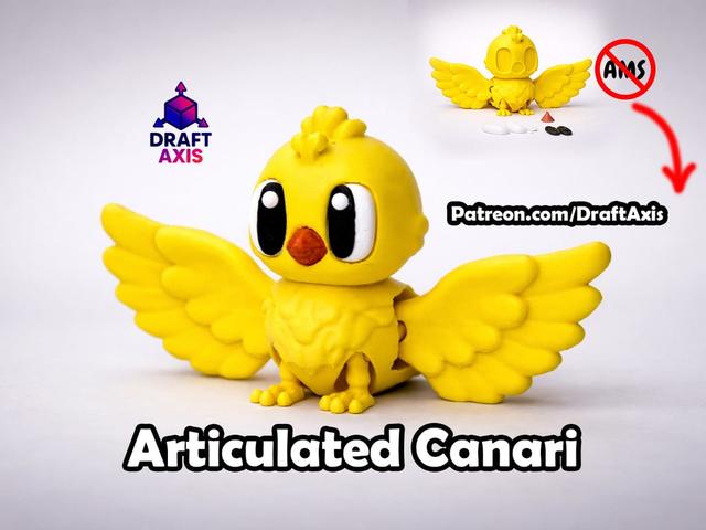 Articulated Canari - No Support! 3D model thumbnail