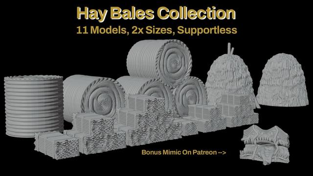 Hay Bales Scatter Collection (DND / TTRPG) 3D model thumbnail