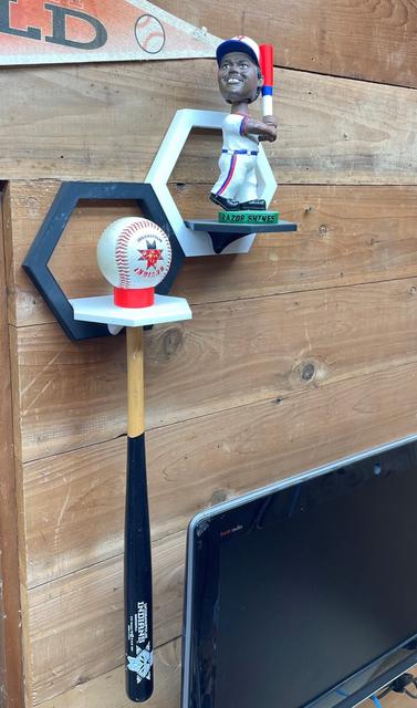 Hexagon Shelf baseball and souvenir baseball bat display holder 3D model thumbnail