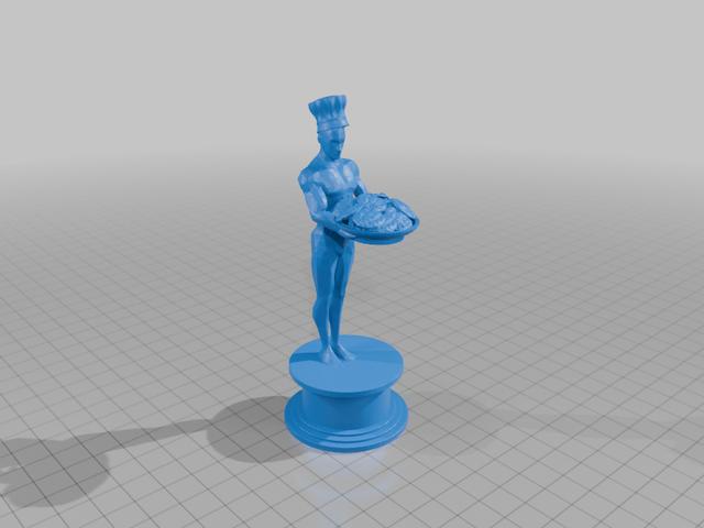 Oscar Statue holding a plate of Cookies 3D model thumbnail