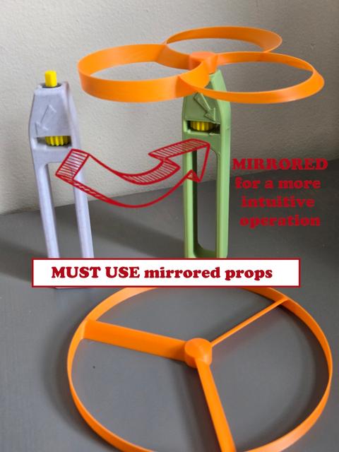 Flying Propeller - Pull Rotor Copter and Props Mirrored Original Handle and Props for more natural operation 3D model thumbnail