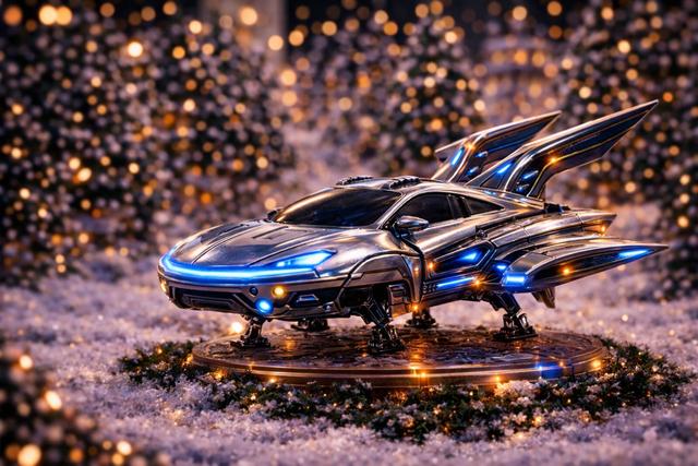Flying Cyber Car 3D model thumbnail