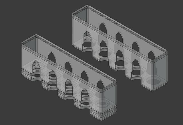 Gridfinity Terraced Holder Stackers for Tall Dropper Bottles 3D model thumbnail