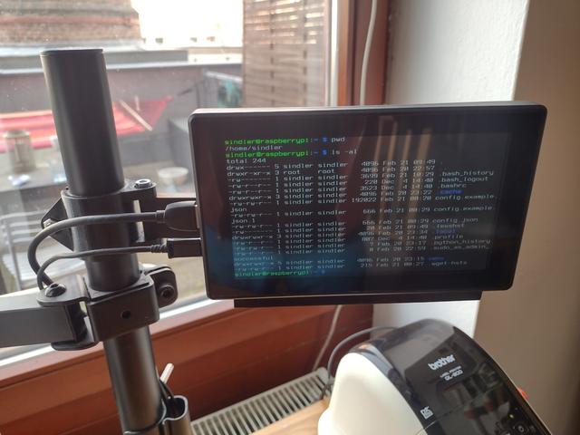 Pole-mounted monitor arm with cradle for Waveshare 7-inch display 3D model thumbnail