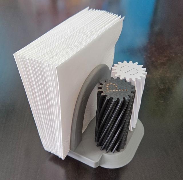 Mechanical Salt and Pepper Shaker - Stand with Napkin Holder 3D model thumbnail