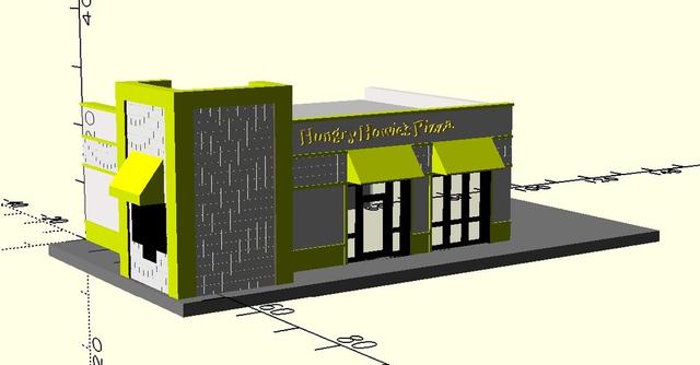 n scale - vintage and forgotten - fast food restaurant - Hungry Howie's Pizza 3D model thumbnail