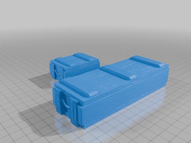 A set of two WW2 Wooden Ammunition Crates 3D model thumbnail