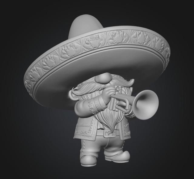 Sombrero Trumpeter Gnome 3D model thumbnail