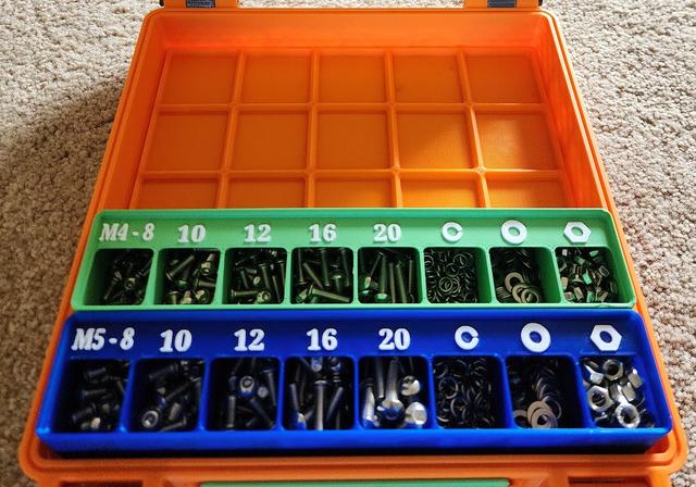 Spacesaving Gridfinity 5(8)x1 container for M4 and M5 screws, nuts, washers and locks 3D model thumbnail