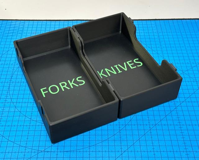 Modular Cutlery Organizer - wider bins 3D model thumbnail