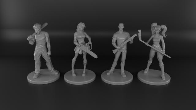 Zombie Plague boardgame player figures 3D model thumbnail