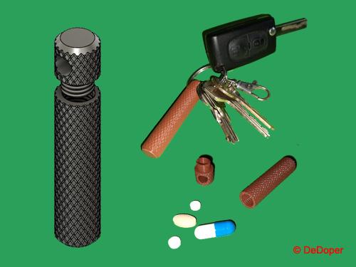 Keychain pill tube 3D model thumbnail
