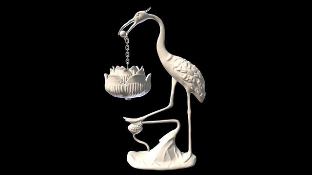 Crane Incense Burner 3D Print & Render 3D model thumbnail