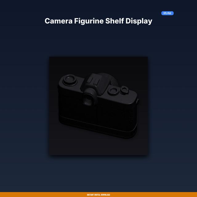 Camera Figurine Shelf Display STL File for 3D Printing, Home Decor Digital Download 3D model thumbnail
