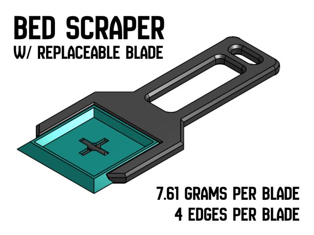 Bed Scraper v2 w/ Replaceable Blade 3D model thumbnail