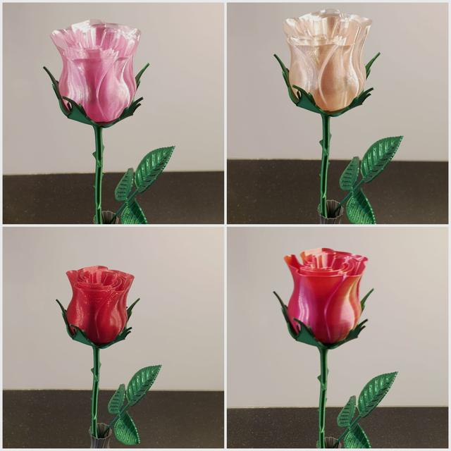 XL Stem for Rose - possibility of changing flower colors 3D model thumbnail