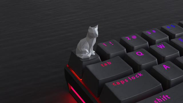 Keycap Low Poly Cat 3D model thumbnail