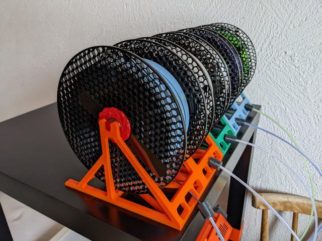 Narrow (double) stand for 75mm Integrated Auto-Rewind Spool Holder 3D model thumbnail