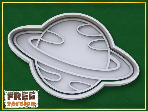 Saturn Space Cookie Cutter 3D model thumbnail