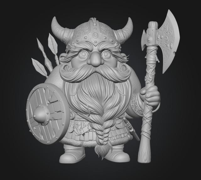 Viking Gnome Warrior 3D model thumbnail