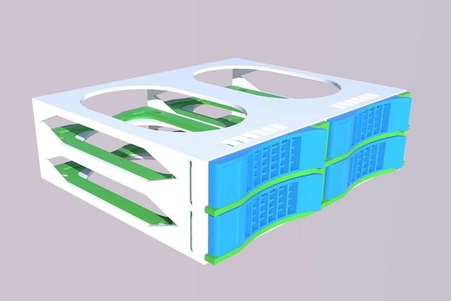 Hot swap Disk enclosure for 5.25 inch expansion bay. Fits 4 * 2.5 inch Drives 3D model thumbnail